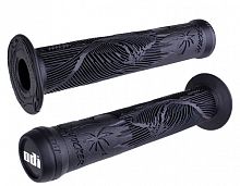 Грипсы ODI Hucker F01HFB, 160мм, черные, с фланцем, мягкий рельеф, с пластик грипстопами