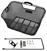 Корзинка задняя P 06 с креплением на багажник и усы, 400х300х150мм, черная