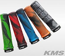 Грипсы "KMS" 130мм, цвет мультиколор, с 1 алюм. наконечн., сине-черные, 3172661-58 
