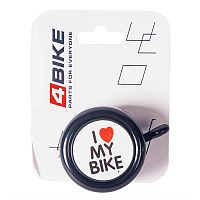 Звонок 4BIKE алюминий+пластик, D-54мм, "I love my bike" черный, ARV000156