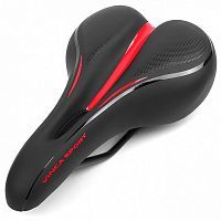 Седло Vinca Sport VS 131 gel black/red, комфортное, гель, 265*175мм, черное с красным