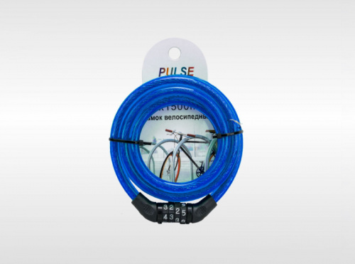 Велозамок "Pulse", трос Ø 10*1500, кодовый синий, 3281253