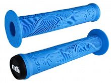 Грипсы ODI Hucker F01HFLU, 160мм, голубые, с фланцем, мягкий рельеф, с пластик грипстопами