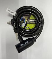 Велозамок "VELOZ", трос 8*1500, с ключом, цвет черный, 3281246