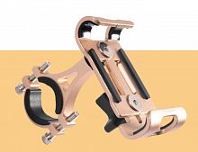 Держатель на руль для смартфона алюм, раздвижной цветной, цвет золотистый