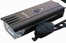 Фара GIYO, алюмин., индикатор питания, USB, инд.уп., звонок, выносное управление, 215
